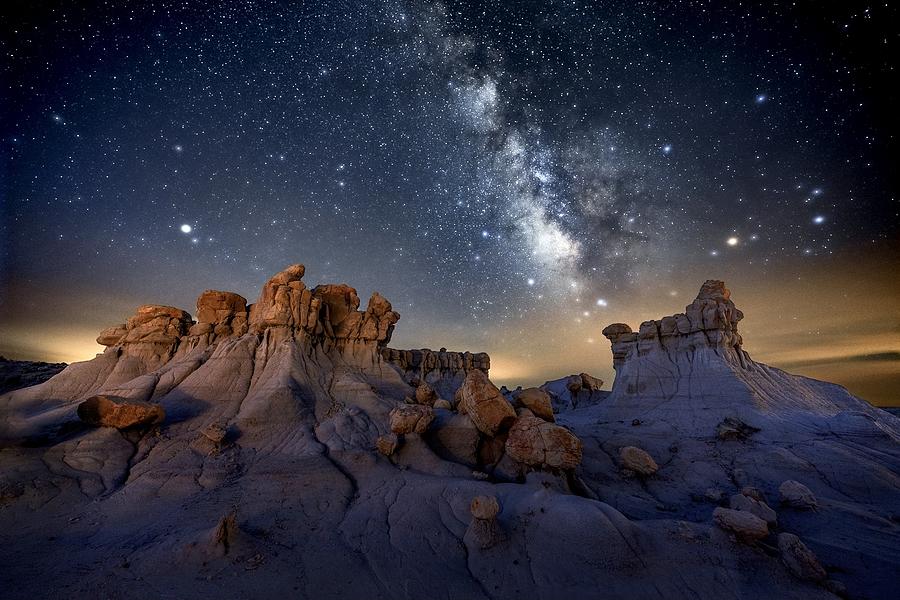 Sky Photograph - Stars Over The Dreamy Valley by Mei Zhang