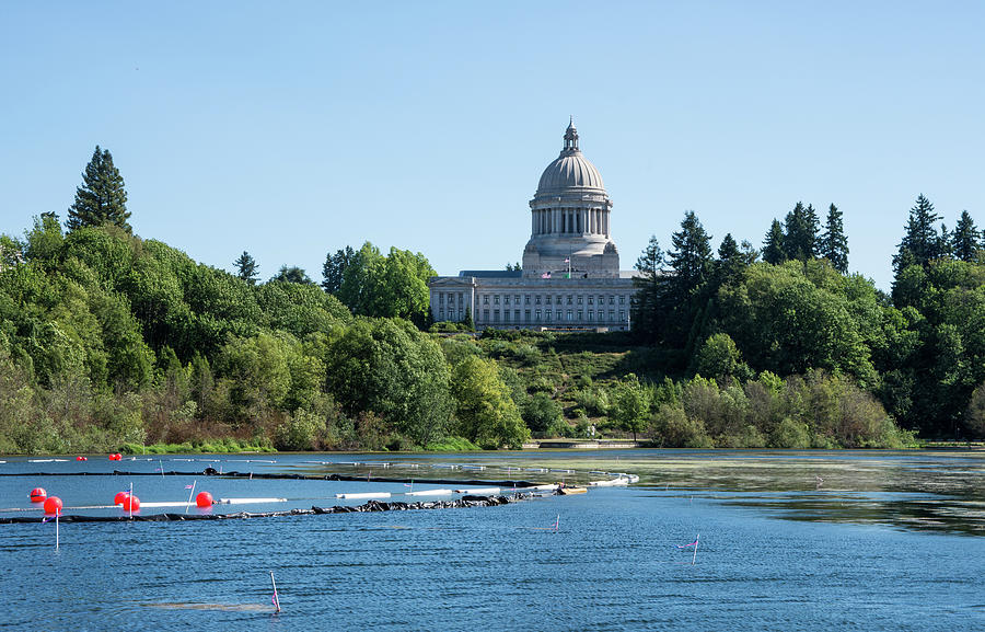 State Capitol and Capitol Lake Photograph by Tom Cochran