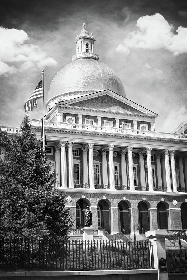 State House Boston Massachusetts Black and White Photograph by Carol Japp