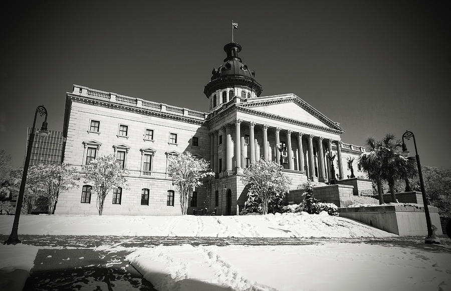 State House Snow 2010 B W 1 Photograph