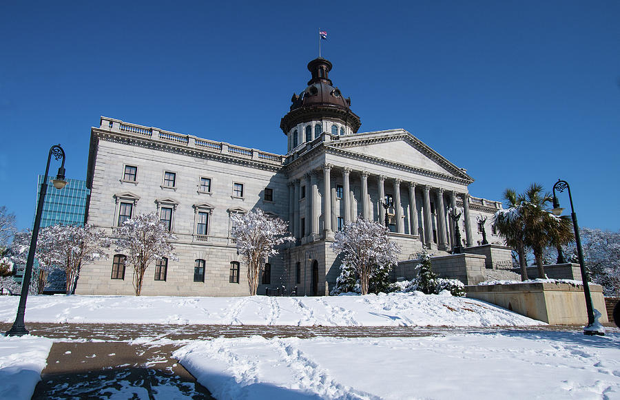 State House Snow Color 2010 A Photograph