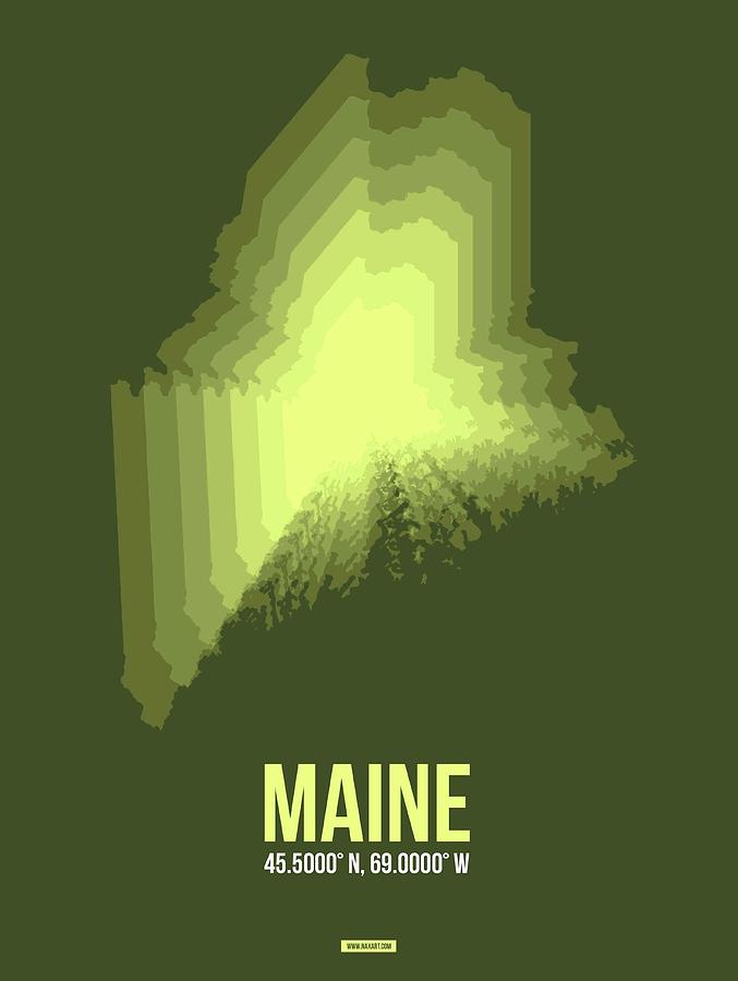 Portland Digital Art - State Map of Maine  by Naxart Studio