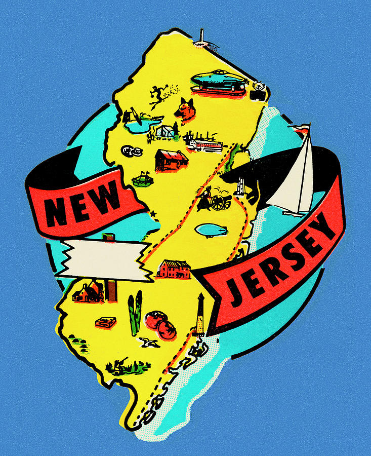 Vintage Drawing - State of New Jersey by CSA Images