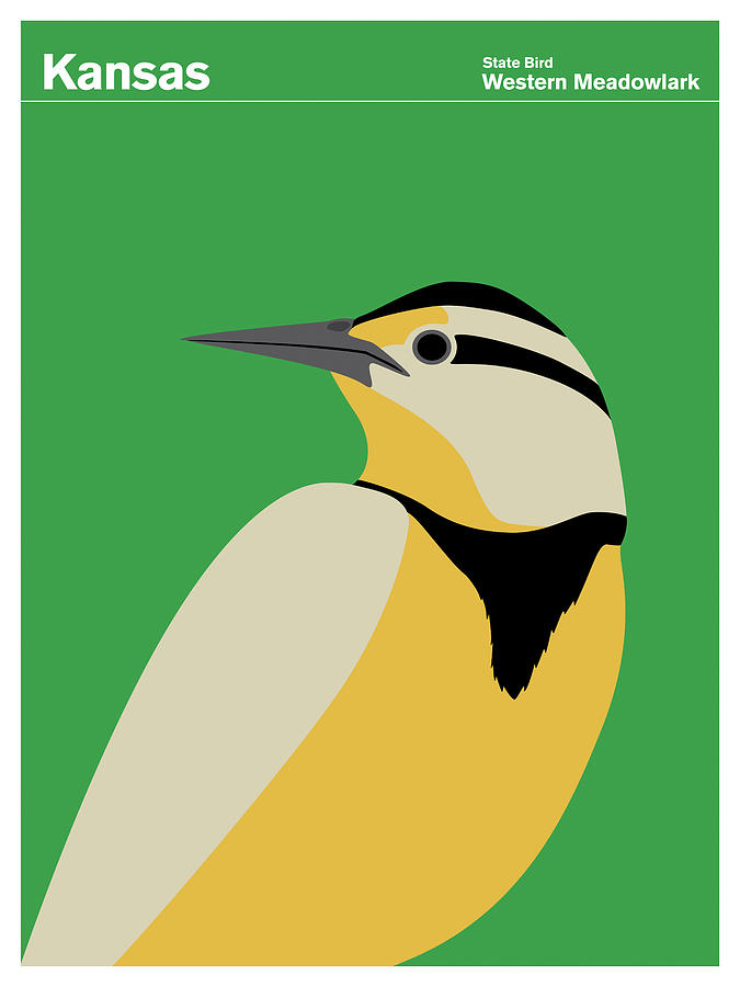 Meadowlark Digital Art - State Posters Ks by Print Collection - Artist