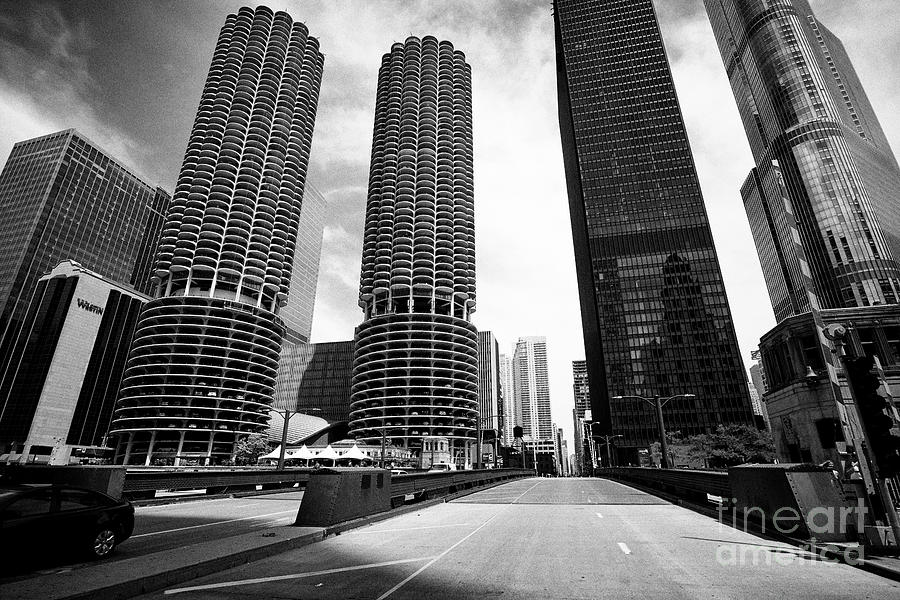 Chicago Photograph - State Street Bridge Top Deck Leading To Ama Plaza And Marina City Chicago Illinois United States Of  by Joe Fox