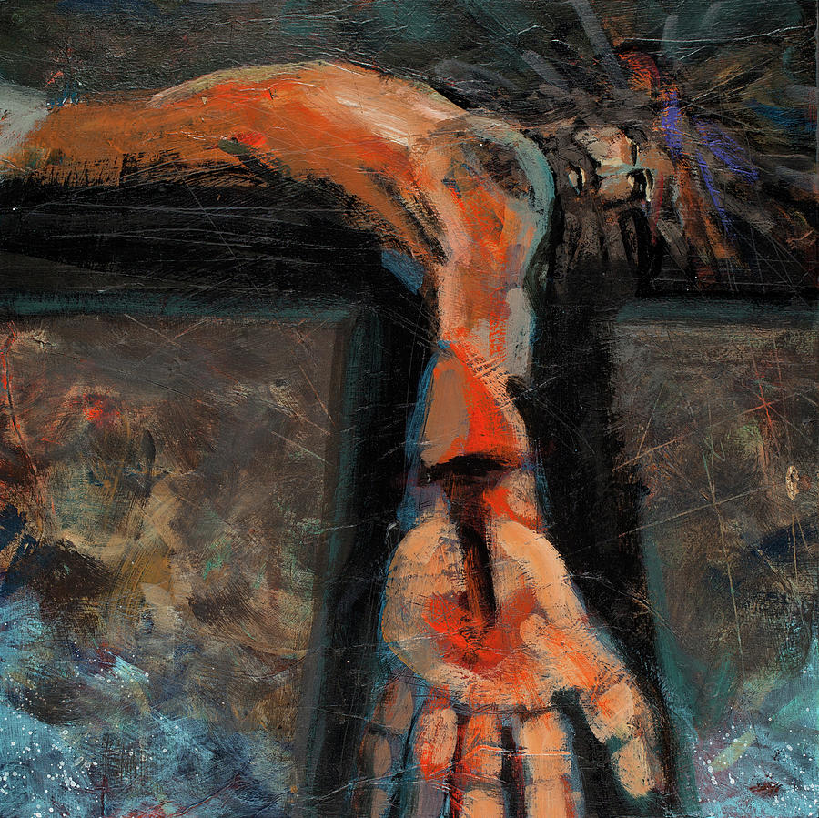 Easter Painting - Station 11 Jesus Nailed to Cross by Jen Norton