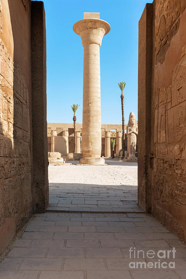 Statue And Obelisk In Karnak Temple In Luxor, Egypt Photograph
