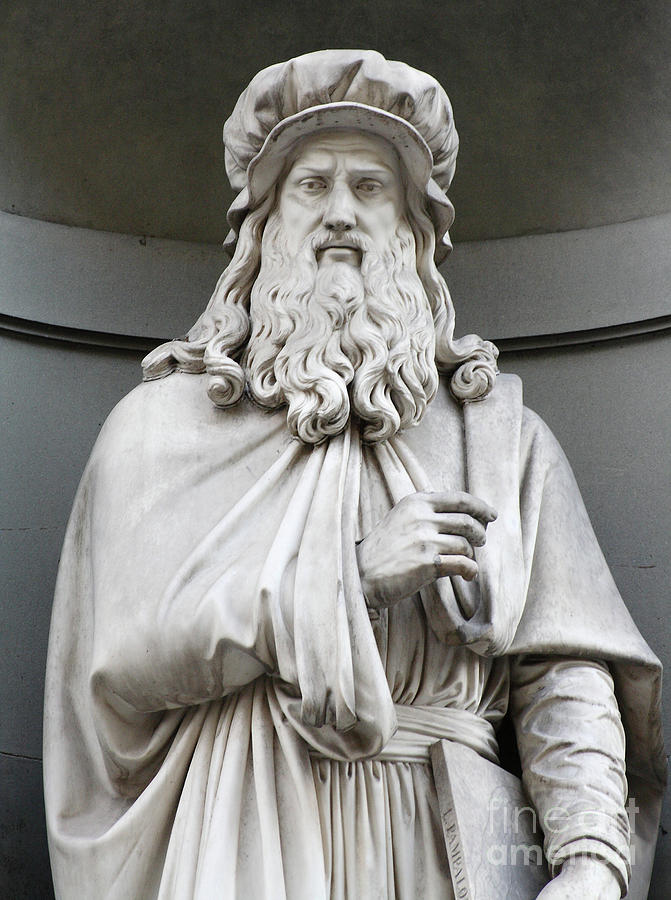 Leonardo Da Vinci Photograph - Statue Depicting Leonardo Da Vinci by European School