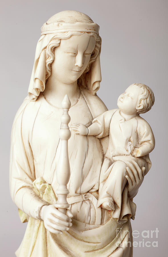 Statue Madonna And Child, Ivory 13th Century Detail Photograph by European School