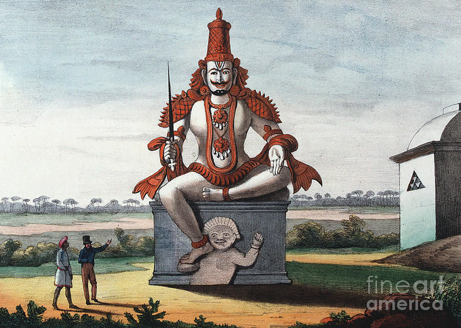 Statue Of A Hindu Evil Genie, 1828 Drawing by Print Collector