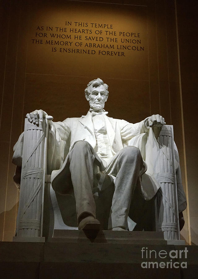 Statue of Abraham Lincoln within the Lincoln Memorial Monument Photograph by American School