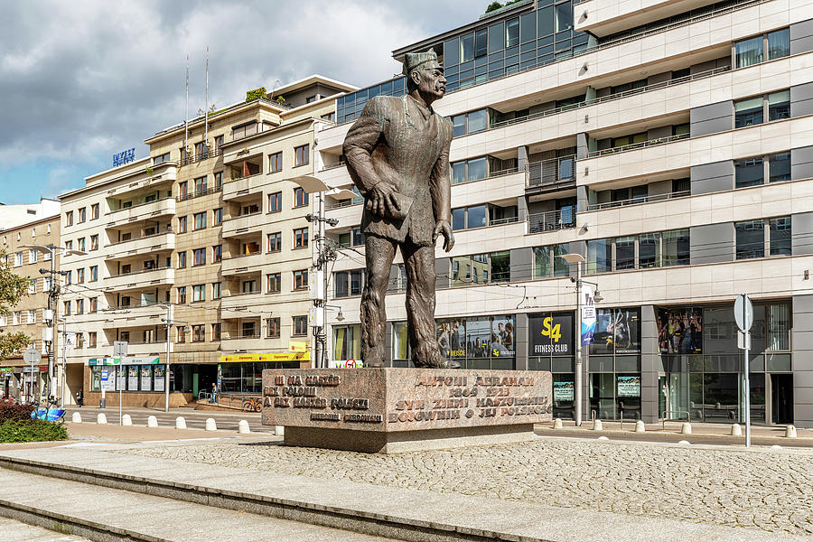 Statue of Antoni Abraham in Kaszubski square, Gdynia, Poland. Photograph by Marek Poplawski