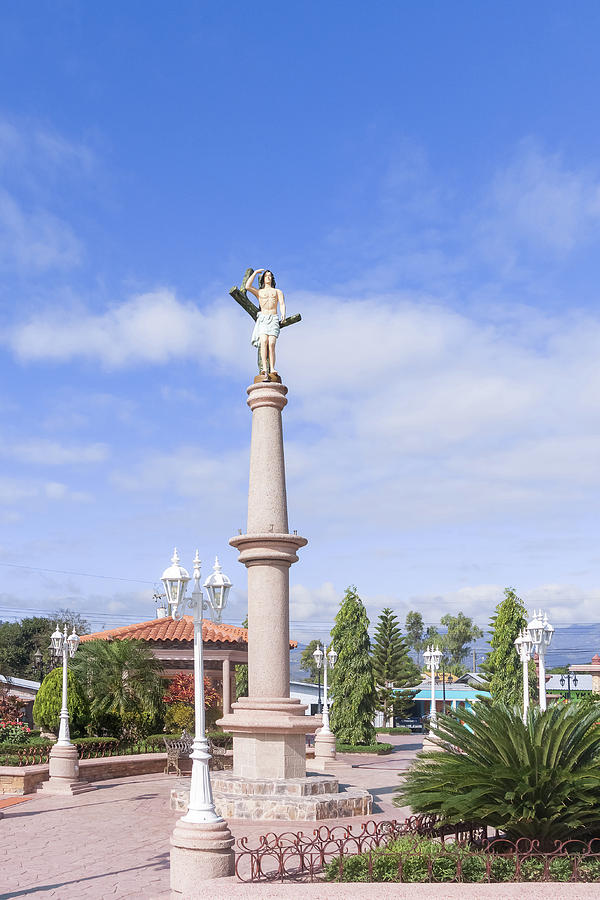 Statue of Jesus Christ in San Sebastian park in Honduras. Photograph by ...