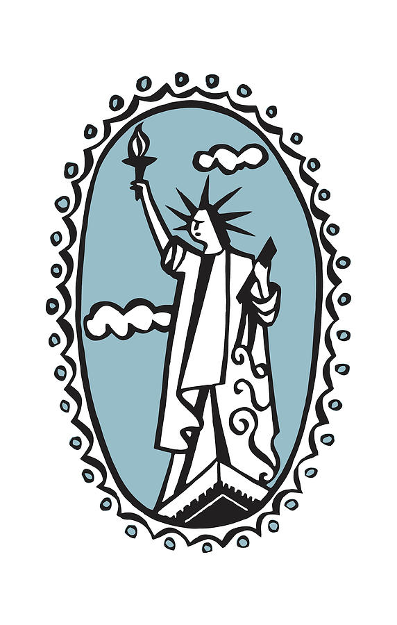 New York City Drawing - Statue of Liberty in Stamp by CSA Images