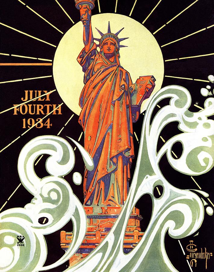 Fourth Of July Drawing - Statue Of Liberty by J.c. Leyendecker
