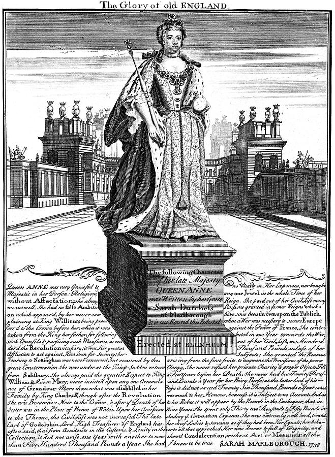 Statue Of Queen Anne 1665-1714 Drawing by Print Collector
