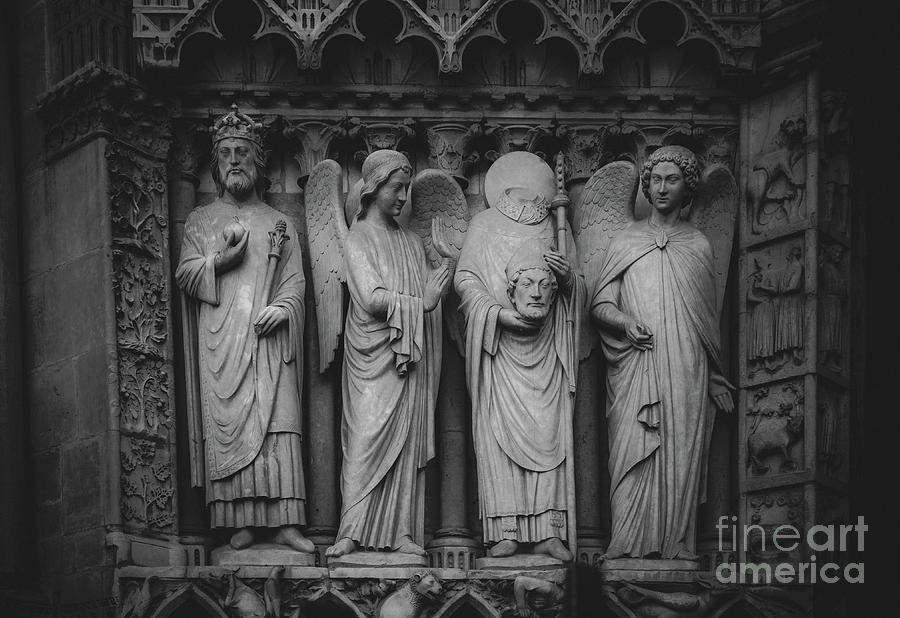 Statue of St. Denis at Entrance of Notre Dame, Paris 2016 Photograph by Liesl Walsh