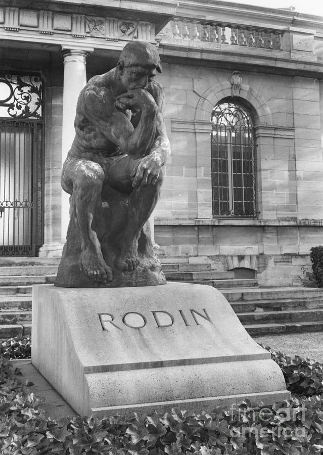 Statue Of The Thinker On The Tomb Of Rodin In The Park Of Villa Des Brillants Photograph by French School