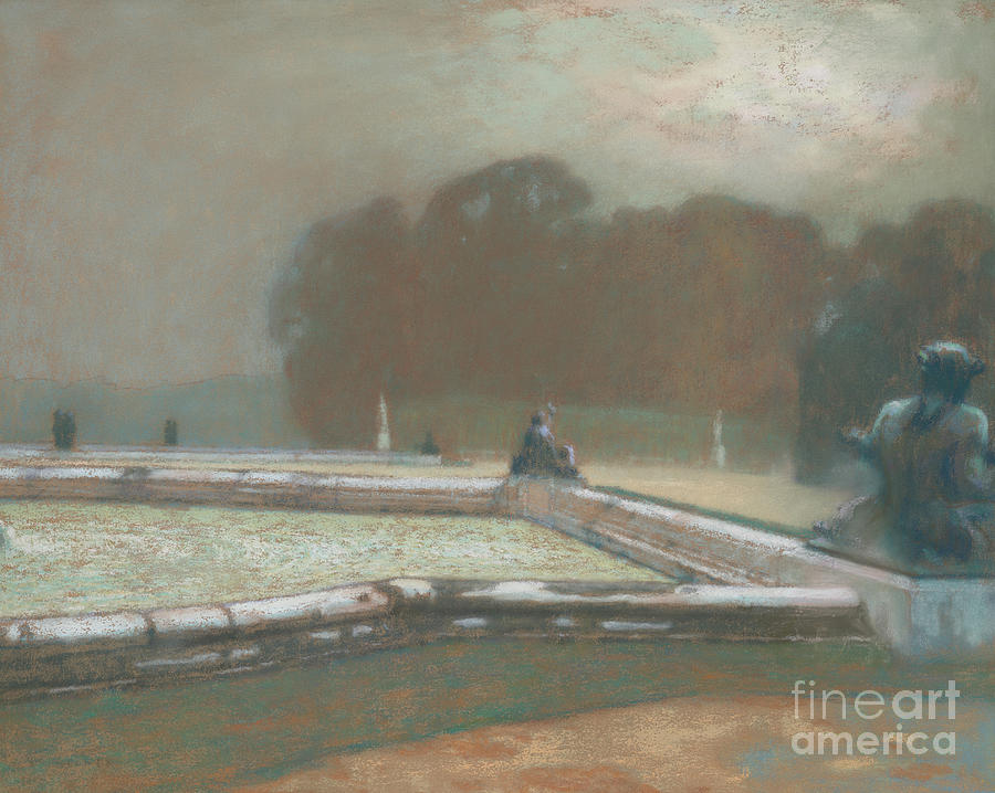 Statues, The Garden at Versailles, 1900 Pastel by Henri Le Sidaner