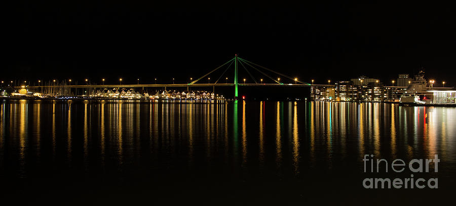 Stavanger City Bridge at Night Photograph by SJ Elliott Photography
