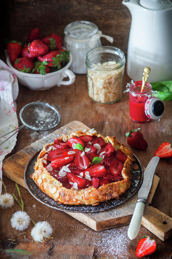 Stawberry Pie With Almonds Photograph by Irina Meliukh