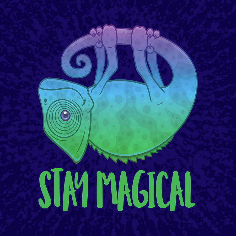 Magic Digital Art - Stay Magical Levitating Chameleon by John Schwegel