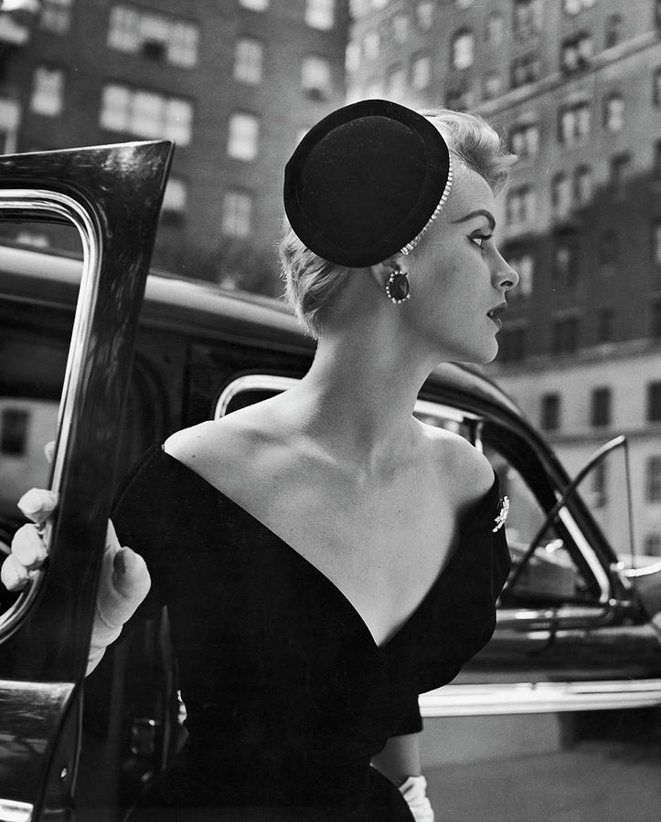 Stay Put Hat, Jeweled Version Head Hold Photograph by Nina Leen Stay Put Hat, Jeweled Version Head Hold Photograph by Nina Leen