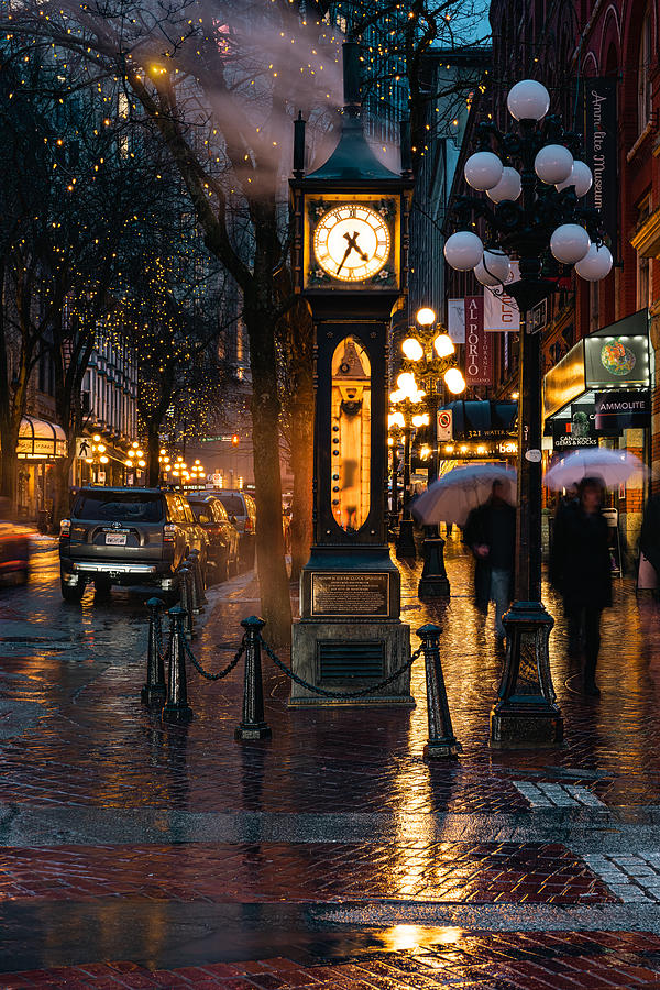 Winter Photograph - Steam Clock by Sunny Ding
