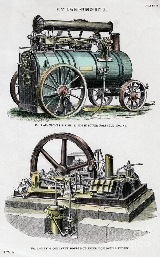 Steam Engine, 19th Century Drawing by Print Collector