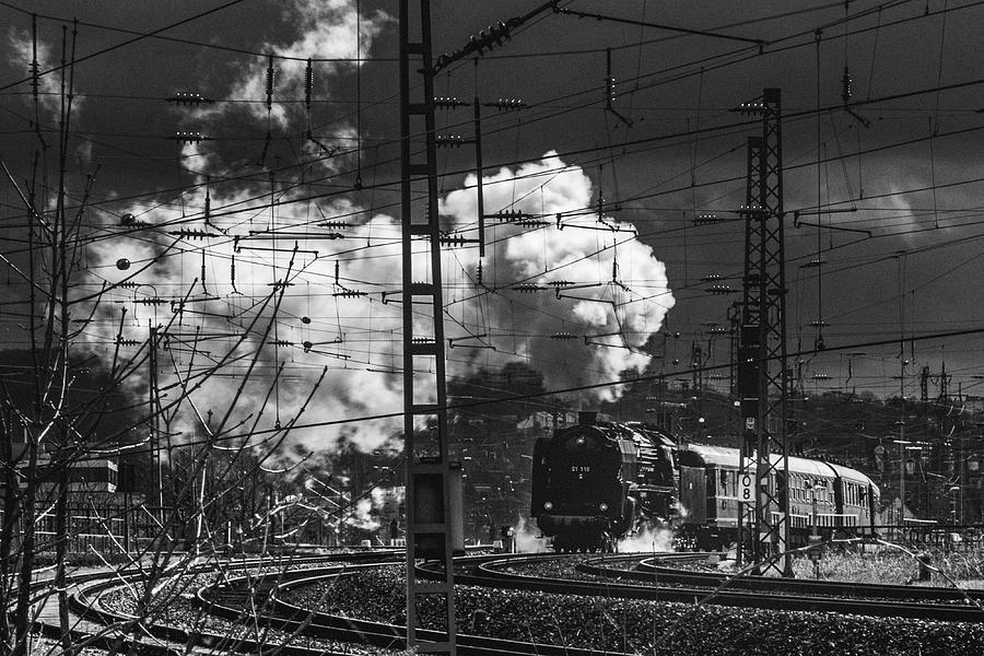 Black And White Photograph - Steam Locomotive by Eiji Yamamoto