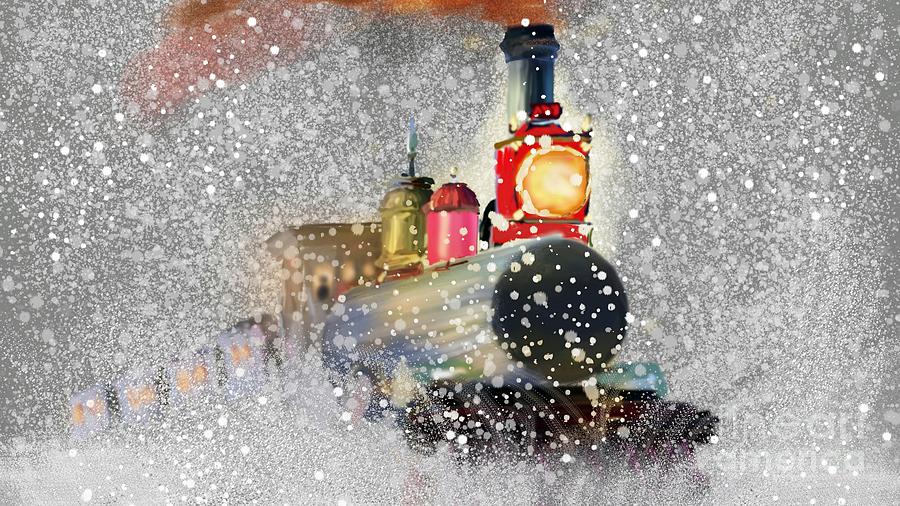 Steam Locomotive In Snowfall Ultra Hd Painting