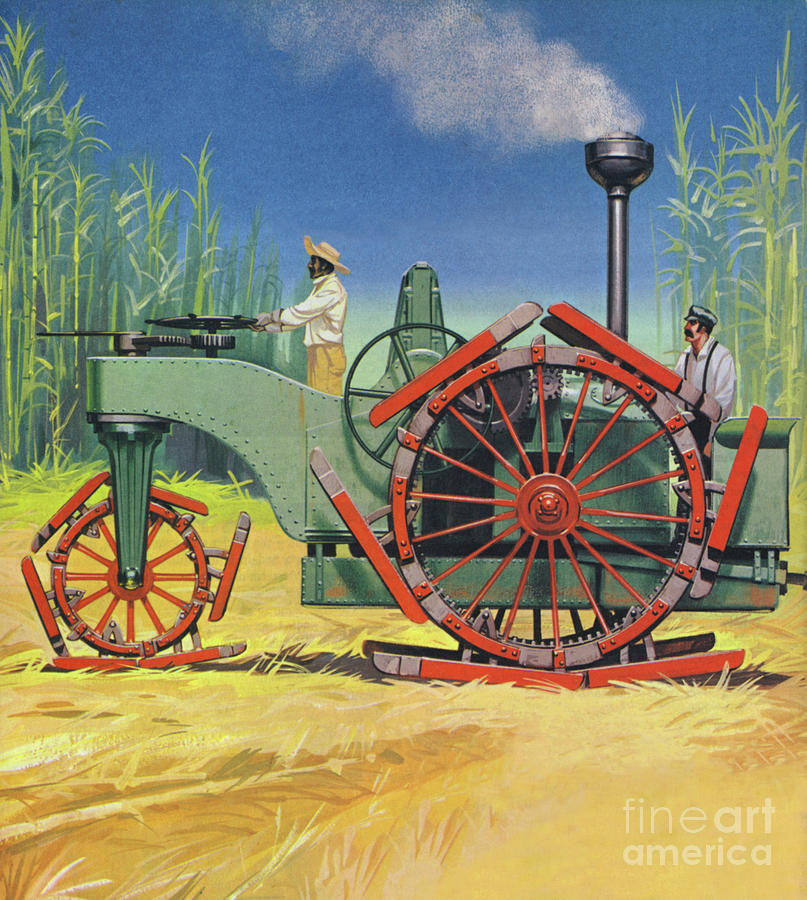 Steam traction engine created to work in the sugar plantations of Cuba Painting by Angus McBride