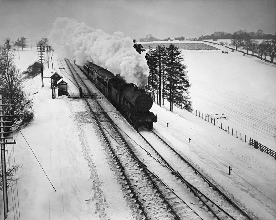 Steam Train In Snow Photograph by Fox Photos | Fine Art America