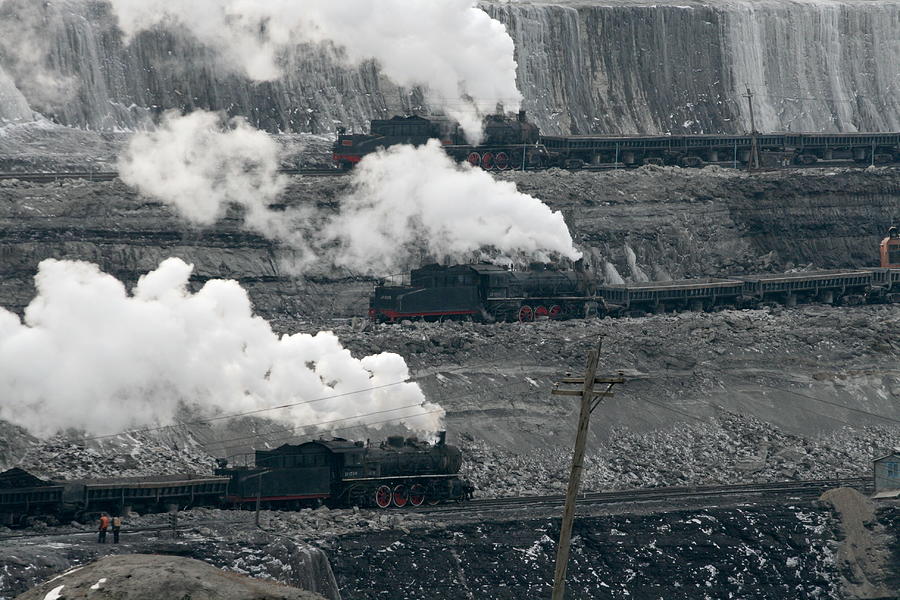 Steam Trains In Open Pit Coal Mine Photograph by Photography By Niklaus Berger