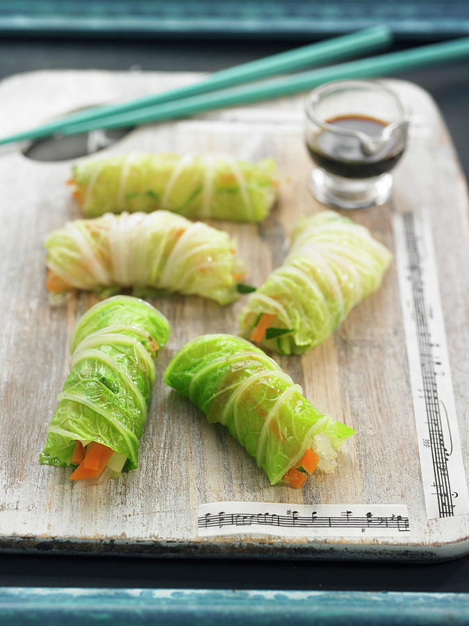 Steamed Cabbage Spring Rolls Photograph by Lawton