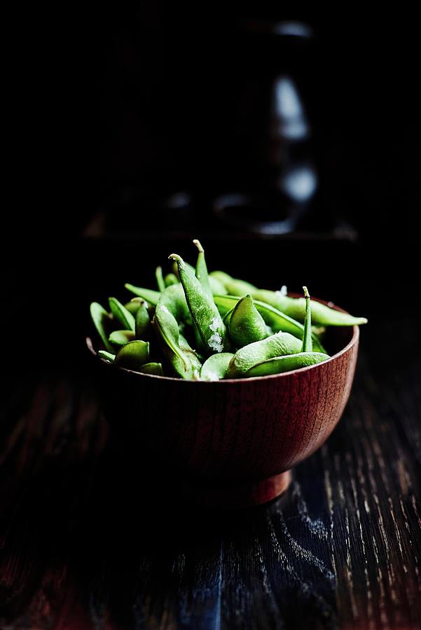Steamed Edamame Beans With Salt Flakes Japanese Restaurant Style Photograph by Egle Ma