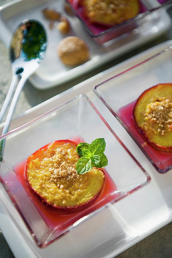 Steamed Peaches With Ground Almond And Peppermint Photograph by Frederic Vasseur