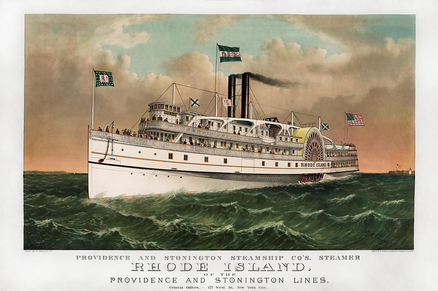 Steamer Rhode Island - Vintage Maritime Print - 1882 Mixed Media by War Is Hell Store