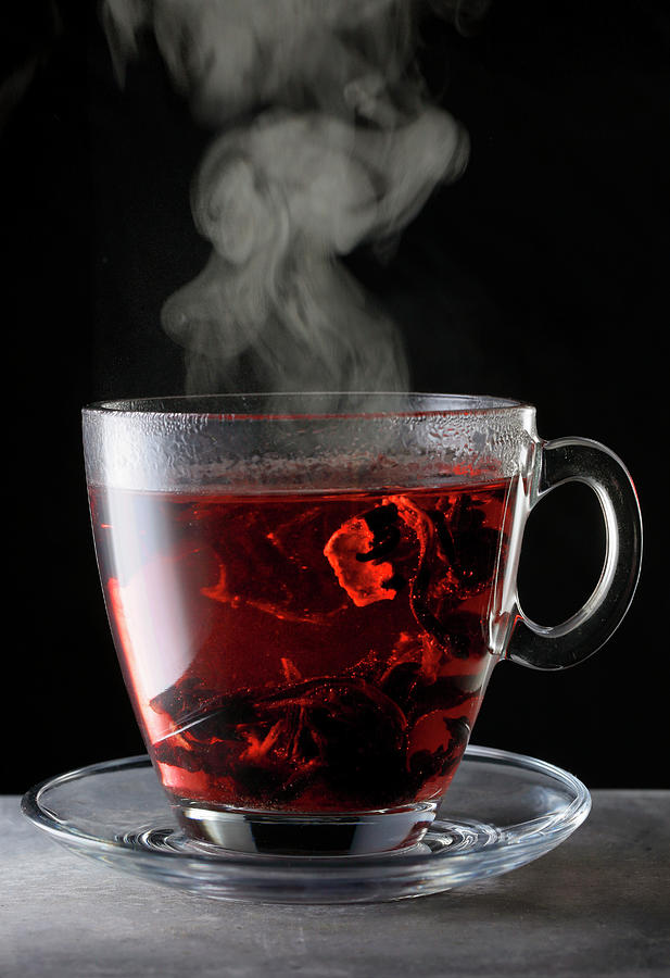 Steaming Hibiscus Tea In A Glass Cup Photograph by Petr Gross