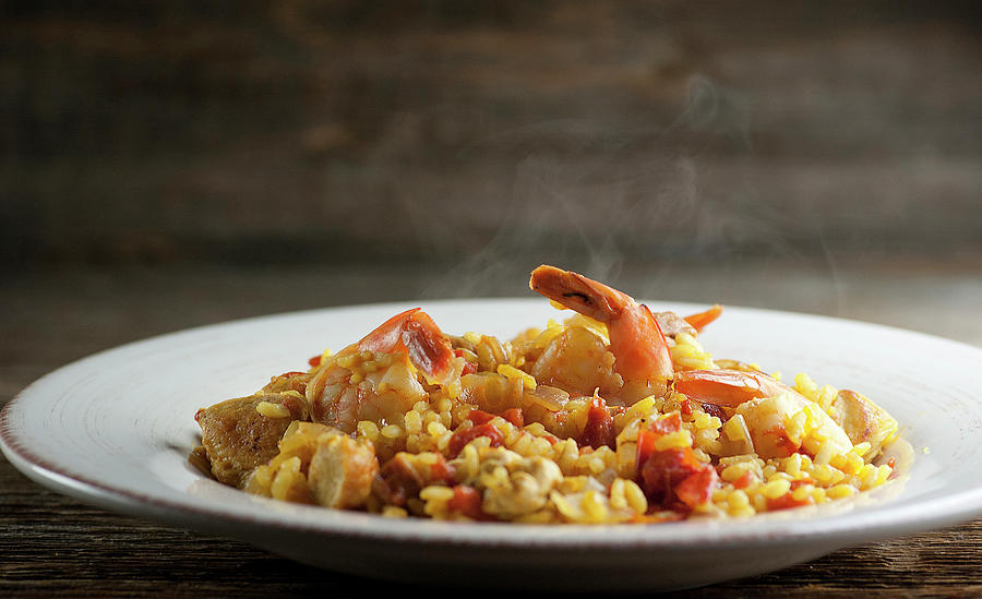 Steaming Paella On A Plate Photograph by Framed Cooks Photography