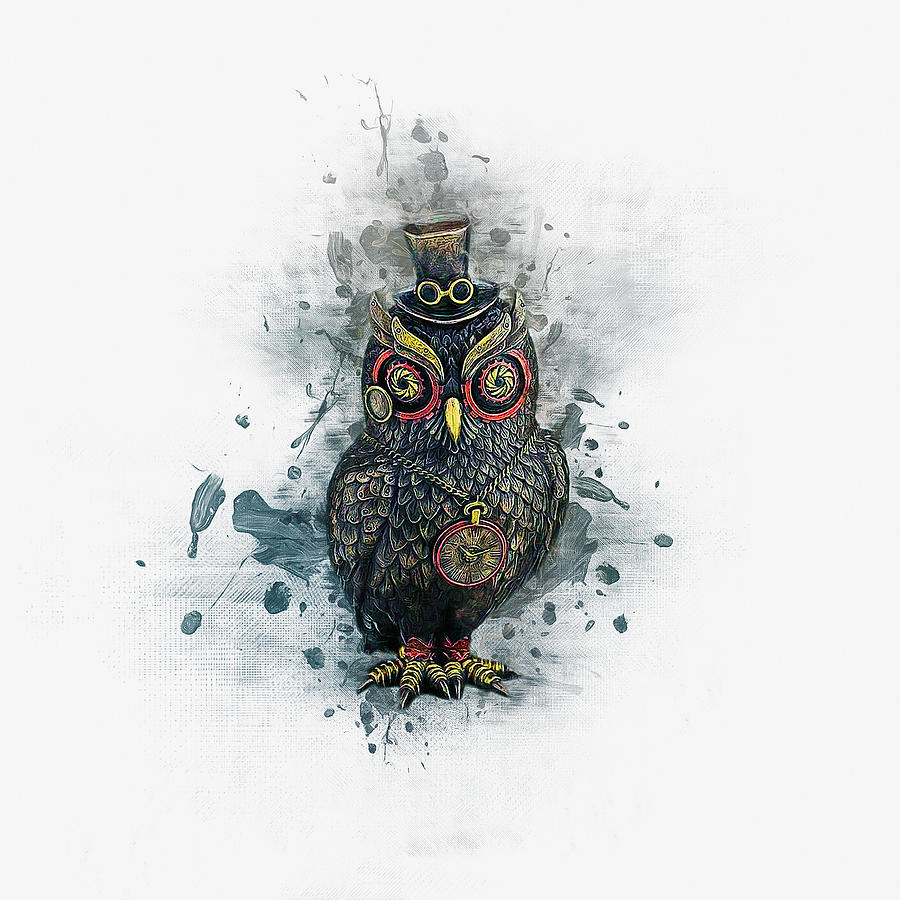 Steampunk Owl Digital Art by Ian Mitchell