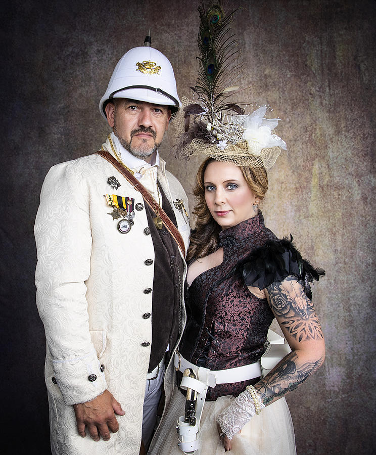 Portrait Photograph - Steampunk Wars - The Diplomat  With Wife by Daniel Springgay
