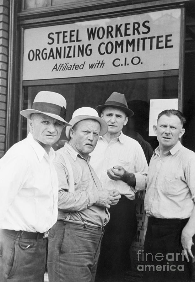 Steel Workers In Front Of Headquarters Photograph by Bettmann