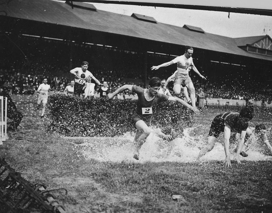 Black And White Photograph - Steeplechase by Topical Press Agency