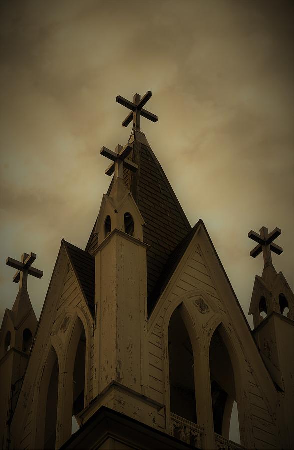 Zion Lutheran Church Steeples And Crosses In New Orleans Photograph by Michael Hoard