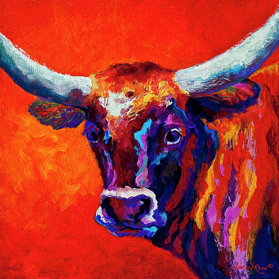 Cow Painting - Steer by Marion Rose
