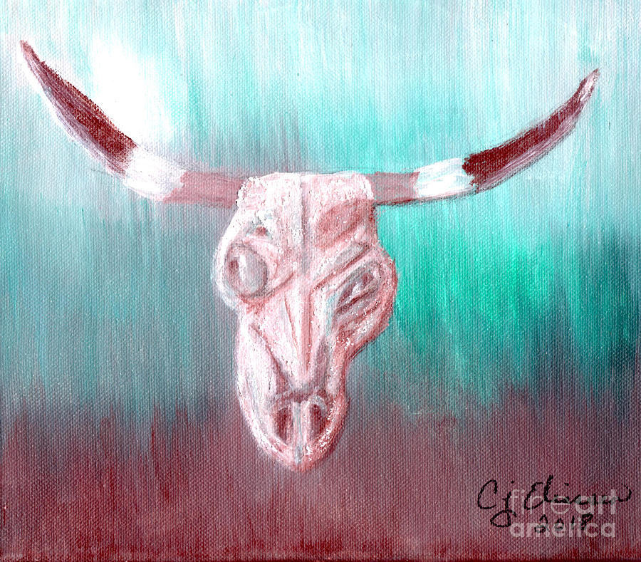 Skull Painting - Steer Skull by Carol Eliassen