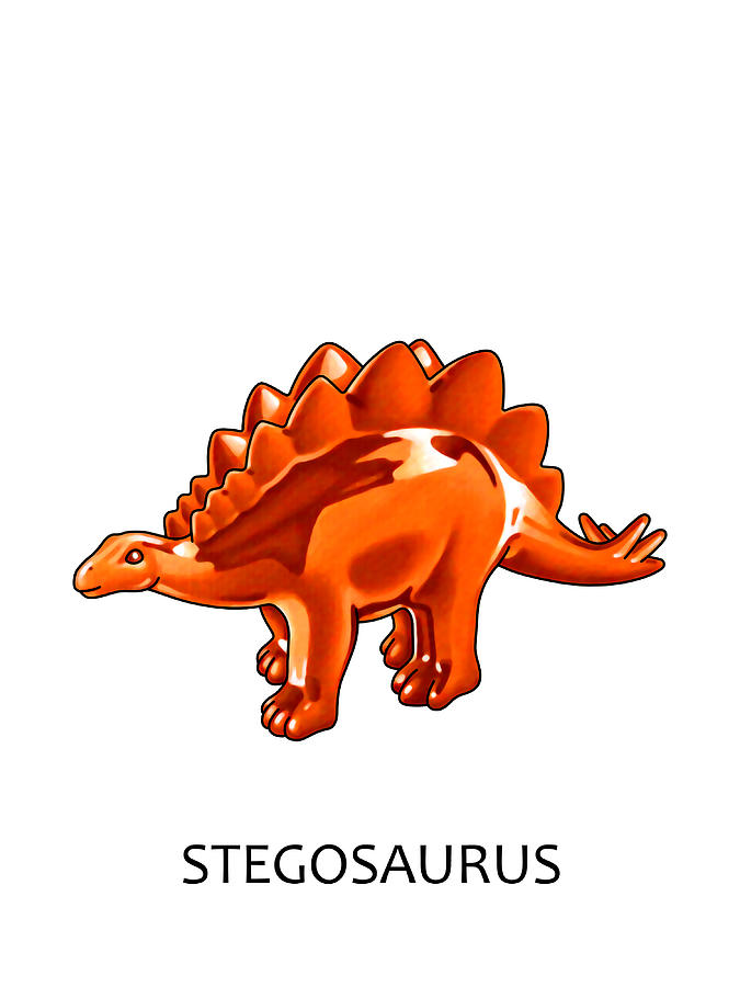 Orange Stegosaurus with Text Painting by Christopher Spicer