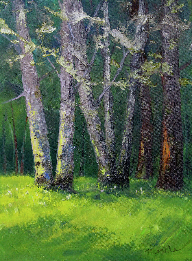 Steilacoom Forest Painting by Nancy Merkle