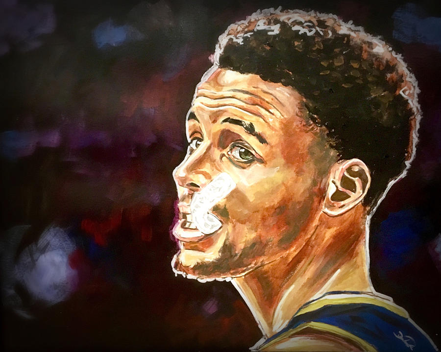 Steph Curry and Mouthpiece Painting by Joel Tesch